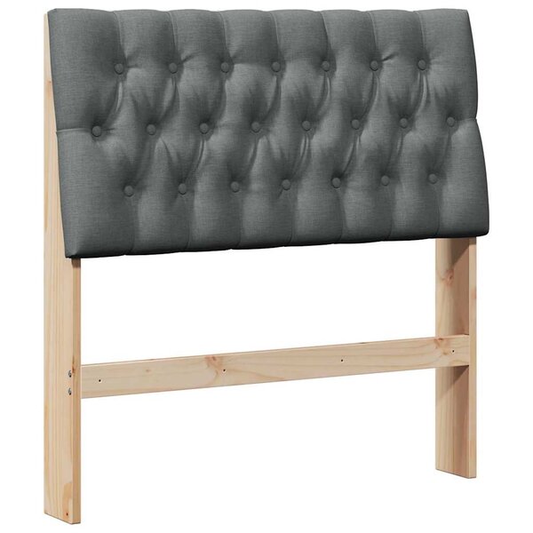 vidaXL Tête de lit capitonnée Gris foncé 90 cm Pin massif