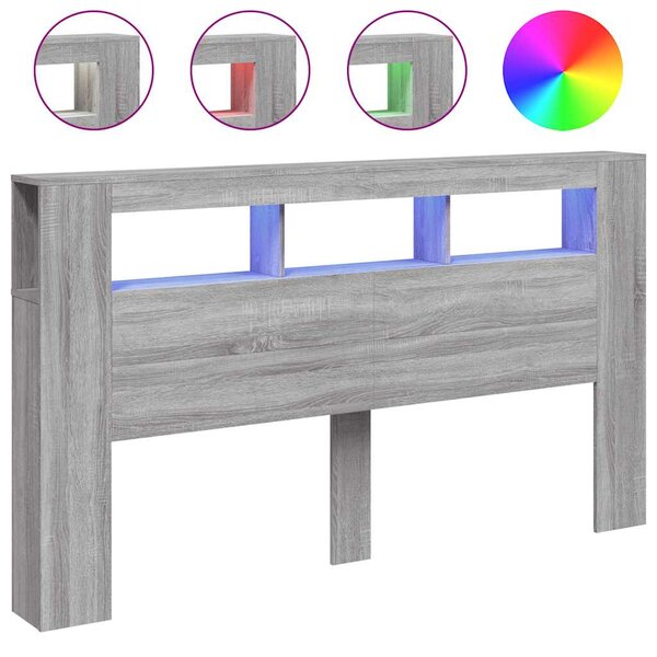 vidaXL Tête de lit à LED sonoma gris 180x18 5x103 5 cm bois ingénierie