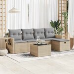 vidaXL Salon de jardin avec coussins 6 Pièces beige résine tressée