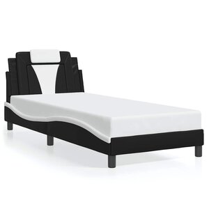 vidaXL Cadre de lit Viana sans matelas noir et blanc 90x190 cm similicuir