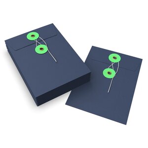 Lot de 20 enveloppes bleue marine + vert à rondelle et ficelle 162x114
