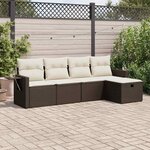 vidaXL Salon de jardin avec coussins 5 Pièces marron résine tressée