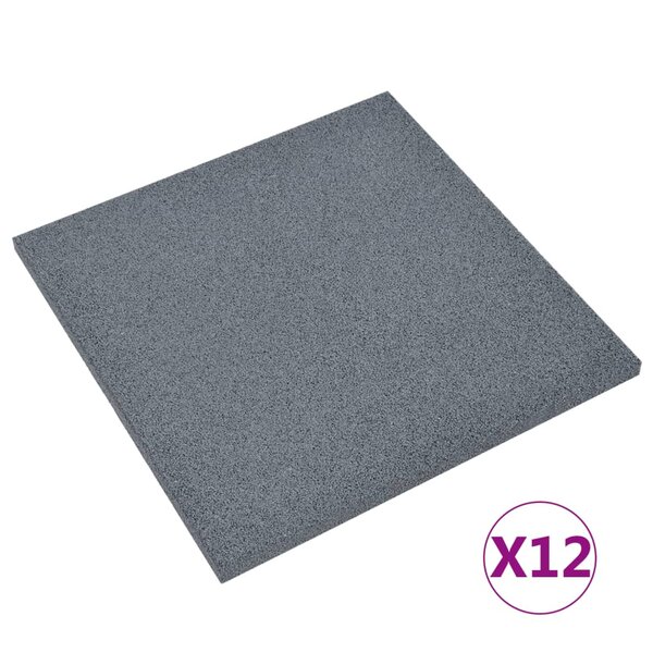 vidaXL Carreaux de protection antichoc 12Pièces Caoutchouc 50x50x3cm Gris