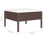 vidaXL Salon de jardin 4 Pièces avec coussins Résine tressée Marron