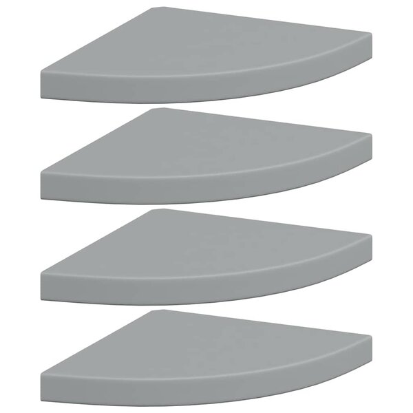 vidaXL Étagères d'angle flottantes 4 Pièces gris 35x35x3 8 cm MDF