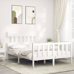 vidaXL Cadre de lit sans matelas blanc bois de pin massif