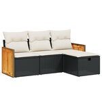 vidaXL Salon de jardin 4 Pièces avec coussins noir résine tressée