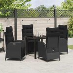vidaXL Ensemble de salle à manger pour jardin 5 Pièces Noir Poly rotin