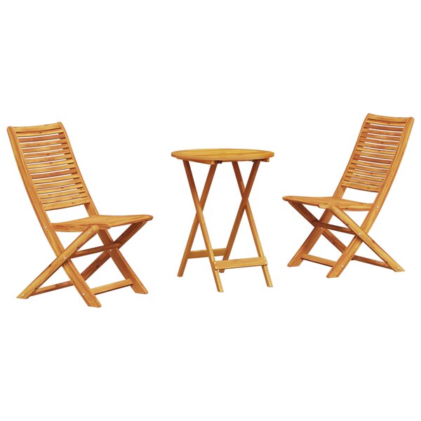 Ensemble de bistro pliable 3 pièces en acacia massif