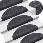 vidaXL Tapis d'escalier autocollants 20 pièces 65 x 21 x 4 cm Gris foncé Demi-rond Grand