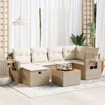 vidaXL Salon de jardin avec coussins 7 Pièces beige résine tressée