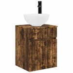 vidaXL Meuble de lavabo mural Chêne fumé 39 x 35 x 63 cm