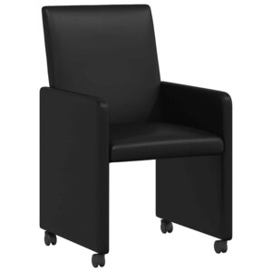 vidaXL Chaises de Salle à Manger avec Roues 2 Pièces Noir 57 x 66 x 94 cm
