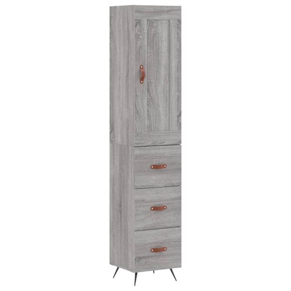 vidaXL Buffet haut Sonoma gris 34 5x34x180 cm Bois d'ingénierie