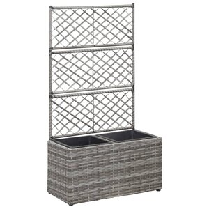vidaXL Lit surélevé en treillis 2 pots 58x30x107cm Résine tressée Gris