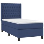 vidaXL Sommier à lattes de lit avec matelas Bleu 90x190 cm Tissu