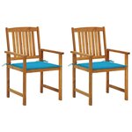 vidaXL Chaises de jardin avec coussins lot de 2 Bois d'acacia massif