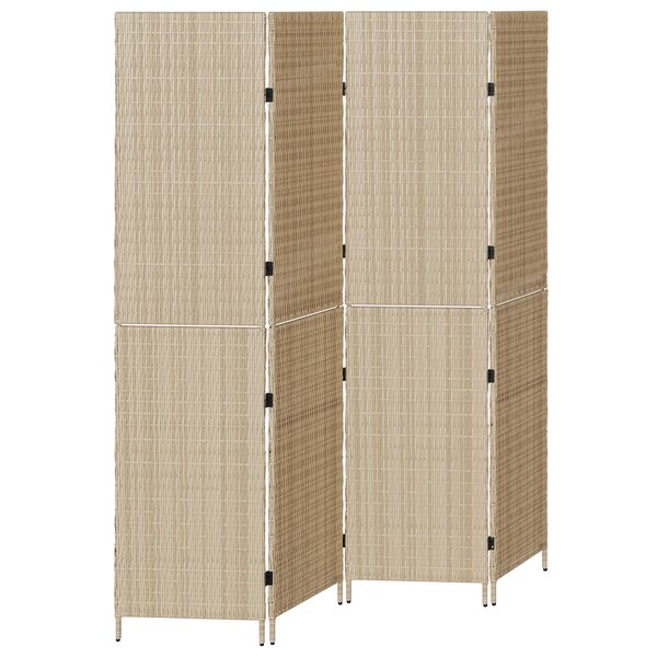 vidaXL Paravent 4 panneaux pliable beige 196x180 cm en poly rattan
