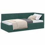 vidaXL Cadre de lit d'angle Vert foncé 90 cm x 200 cm tissu