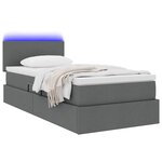 vidaXL Lit de rangement LED avec matelas Gris foncé 90 x 190 cm Tissu