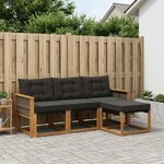 vidaXL Ensemble de canapés d'extérieur 4 pc Naturel et noir