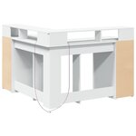 Bureau table poste de travail meuble d'ordinateur informatique étude avec lumières LED 130 x 130 x 91 cm bois d'ingénierie blanc 02_0023405