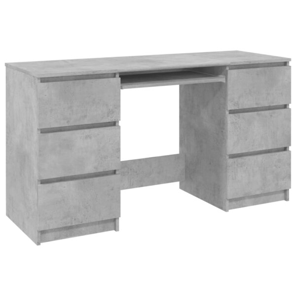 Bureau table poste de travail meuble d'ordinateur informatique étude 140 x 50 x 77 cm bois d'ingénierie gris 02_0023845