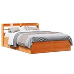 vidaXL Cadre de lit et tête de lit cire marron 160x200 cm bois de pin