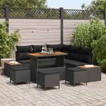 vidaXL Ensemble de canapé de jardin 9 Pièces Noir polyrotin
