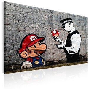 Tableau - mario et policier (banksy) l x h en cm 90x60