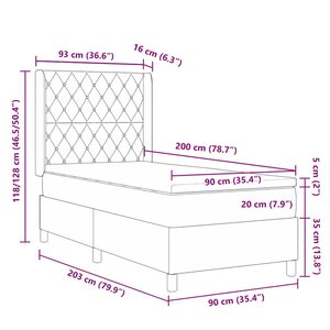 vidaXL Lit à ressorts avec matelas Bleu 90 x 200 cm Velours