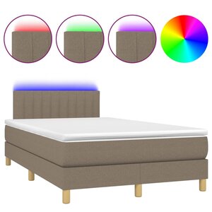 vidaXL Sommier à lattes de lit avec matelas LED Taupe 120x200 cm Tissu