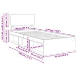 vidaXL Cadre de lit avec tête de lit Chêne brun 90 x 190 cm Pin massif