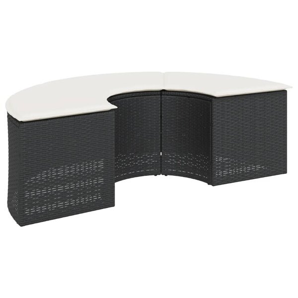 vidaXL Tabouret de jardin avec coussin noir résine tressée