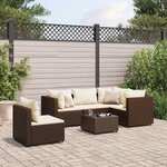 vidaXL Salon de jardin 6 Pièces avec coussins Marron Résine tressée
