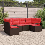 vidaXL Ensemble de canapé de jardin avec coussin 6 Pièces Marron et rouge