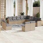 vidaXL Salon de jardin et coussins 13 Pièces mélange beige résine tressée