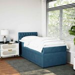 vidaXL Sommier à lattes de lit avec matelas bleu 90x190 cm velours