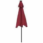 vidaXL Parasol de jardin avec LED mât en acier bordeaux 225x225x212 cm