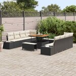 vidaXL Ensemble de canapé de jardin 11 Pièces Noir Poly rotin