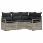vidaXL Ensemble de canapé de jardin 4 Pièces Gris clair Poly rotin