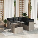 vidaXL Salon de jardin 6 Pièces avec coussins gris clair résine tressée