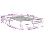 vidaXL Cadre de lit avec tiroir Marron 140 x 200 cm Bois d'ingénierie