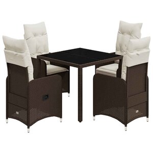 vidaXL Ensemble de bistro de jardin 5 Pièces coussins marron poly rotin