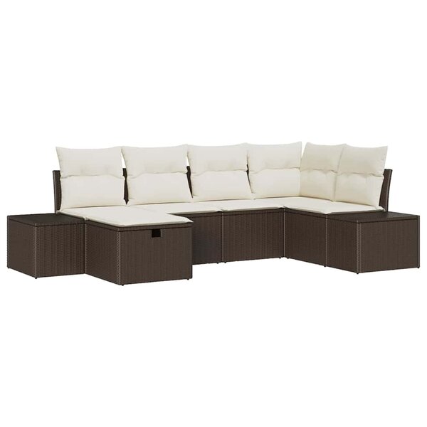 vidaXL Ensemble de canapé de jardin 6 Pièces Marron 55 x 62 x 69 cm