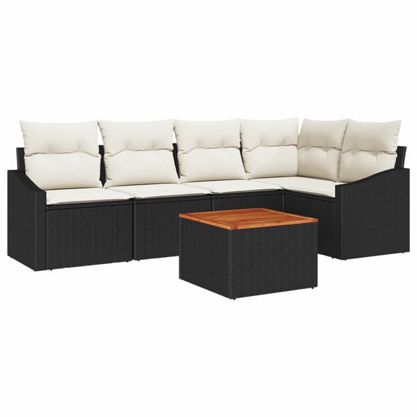 vidaXL Ensemble de canapé de jardin 6 Pièces Noir et blanc