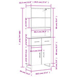 vidaXL Buffet haut Sonoma gris 69 5x34x180 cm Bois d'ingénierie