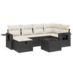 vidaXL Salon de jardin 7 Pièces avec coussins noir résine tressée
