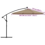 vidaXL Tissu de rechange pour parasol déporté taupe 350 cm