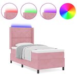 vidaXL Lit à Ressorts avec Matelas LED Manuel Rose 90 x 190 cm Velours